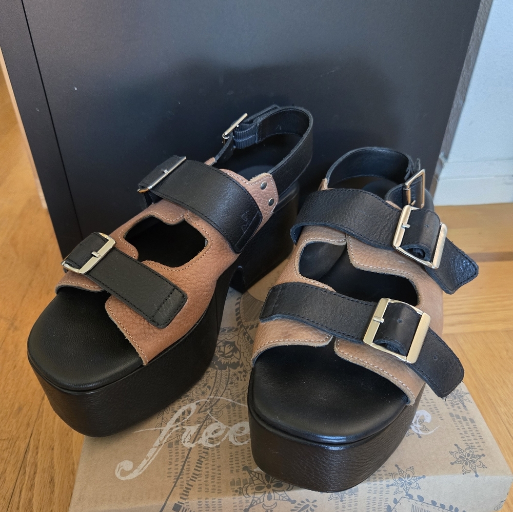 Free People leather platform shoes with original box